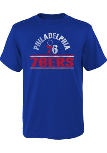 Philadelphia 76ers Youth Blue Double Bar Short Sleeve T-Shirt