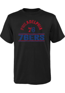 Philadelphia 76ers Boys Black Double Bar Short Sleeve T-Shirt
