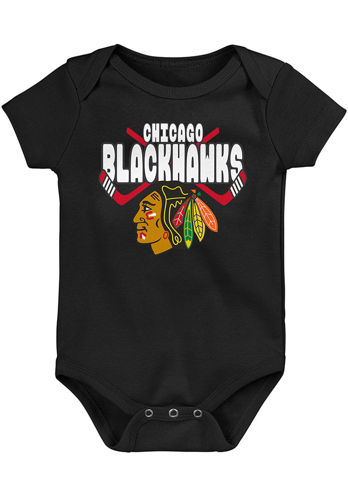 Chicago Blackhawks Baby Black Crossed in Front Short Sleeve One Piece