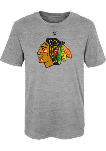 Chicago Blackhawks Boys Grey Primary Logo Short Sleeve T-Shirt
