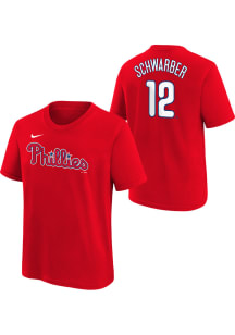 Kyle Schwarber Philadelphia Phillies Youth Red Name Number Player Tee