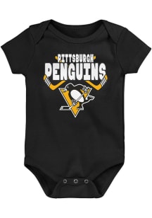 Pittsburgh Penguins Baby Black Crossed in Front Short Sleeve One Piece