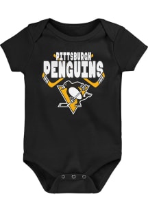 Pittsburgh Penguins Baby Black Crossed in Front Short Sleeve One Piece