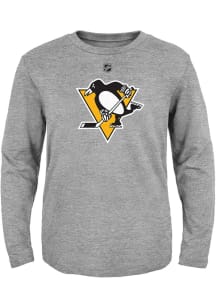 Pittsburgh Penguins Toddler Grey Primary Logo Long Sleeve T-Shirt