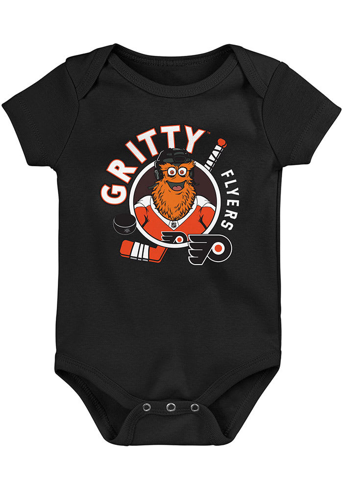 Outer Stuff Gritty Philadelphia Flyers Baby Black Gritty Ready to Play Short Sleeve One Piece