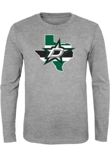 Dallas Stars Youth Grey Texas Logo Long Sleeve T-Shirt