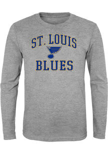 St Louis Blues Boys Grey #1 Design Long Sleeve T-Shirt