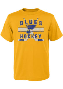 St Louis Blues Youth Gold Super Stripe Short Sleeve T-Shirt