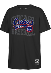 Mitchell and Ness Chicago Cubs Youth Black Retro Sweeper Short Sleeve T-Shirt