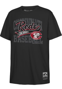 Mitchell and Ness Cincinnati Reds Youth Black Retro Sweeper Short Sleeve T-Shirt