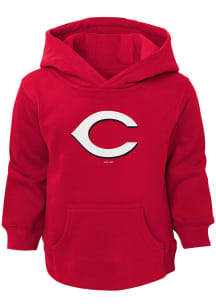Cincinnati Reds Toddler Red Primary Logo Long Sleeve Hooded Sweatshirt