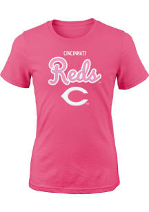 Cincinnati Reds Girls Pink Big Game Short Sleeve T-Shirt