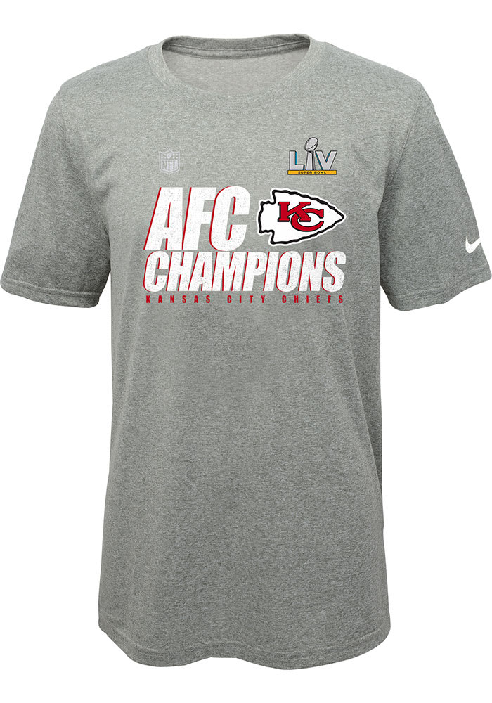 Nike Kansas City Chiefs Youth Grey 2020 Conference Champions Locker Room Trophy Short Sleeve T-Shirt