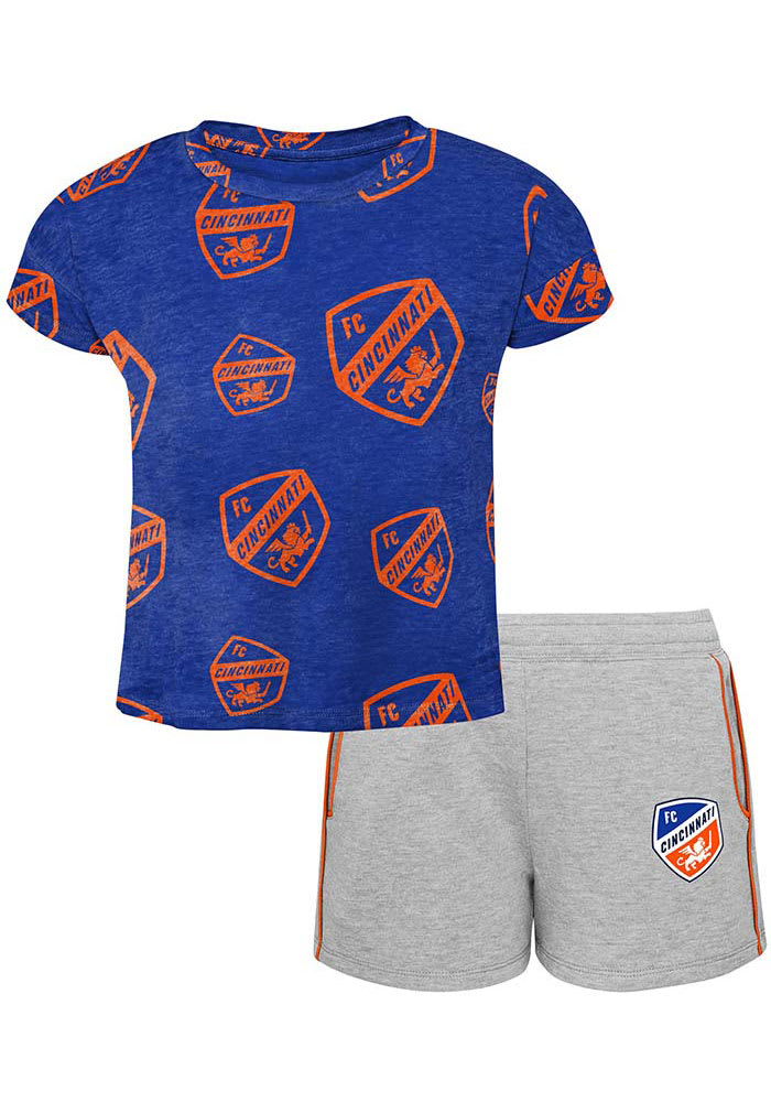 FC Cincinnati Infant Blue Chase Your Goals SS and Short Set Top and Bottom