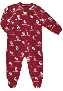 Oklahoma Sooners Baby Cardinal Raglan Loungewear One Piece Pajamas