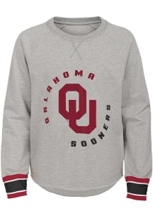 Oklahoma Sooners Girls Grey Raw Edge Long Sleeve Sweatshirt