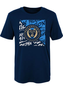 Philadelphia Union Boys Navy Blue Divide Short Sleeve T-Shirt