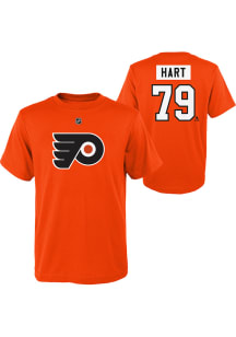 Carter Hart Philadelphia Flyers Youth Orange Name and Number Player Tee
