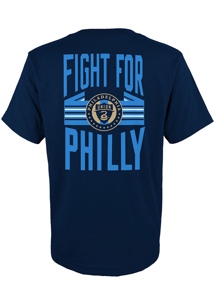 Philadelphia Union Boys Navy Blue Slogan Back Short Sleeve T-Shirt