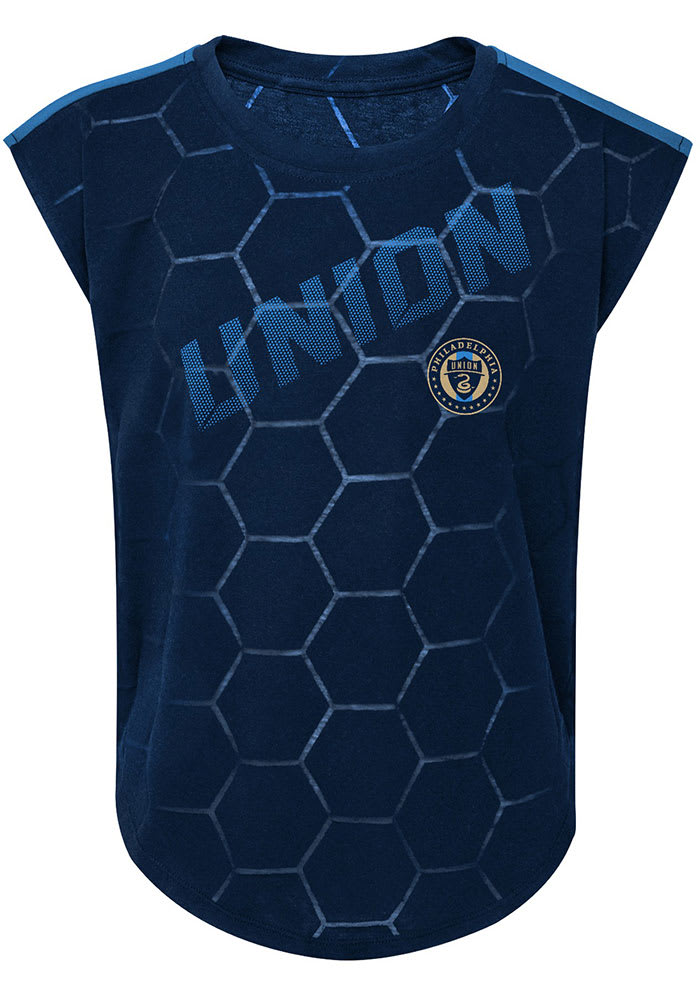 Philadelphia Union Girls Navy Blue Align Short Sleeve Fashion T-Shirt