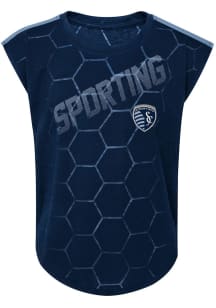 Sporting Kansas City Girls Navy Blue Align Short Sleeve Fashion T-Shirt
