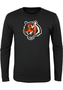 Cincinnati Bengals Youth Black Primary Logo Long Sleeve T-Shirt