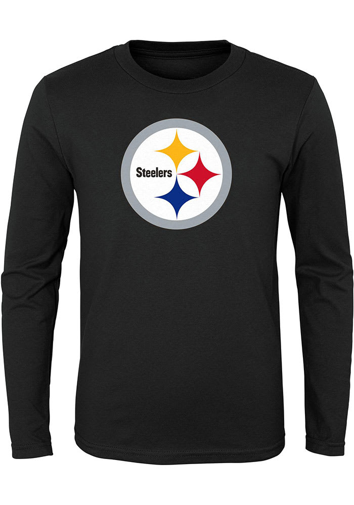 Pittsburgh Steelers Boys Black Primary Logo Long Sleeve T-Shirt