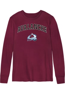 Colorado Avalanche Boys Maroon Arched Logo Long Sleeve T-Shirt