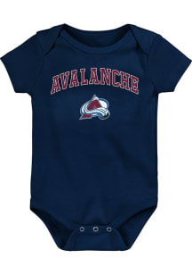 Colorado Avalanche Baby Navy Blue Arched Logo Short Sleeve One Piece