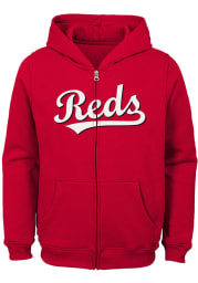 Cincinnati Reds Youth Red Wordmark Long Sleeve Full Zip Jacket