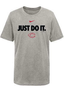 Nike Cincinnati Reds Youth Grey Just Do It Short Sleeve T-Shirt
