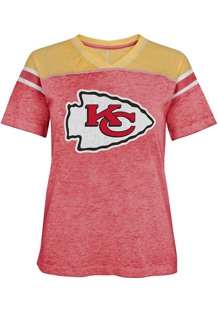 Kansas City Chiefs NFL Womens Team Stripe Property of V Neck T Shirt