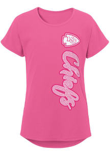 Kansas City Chiefs Girls Pink Chenille Champ Short Sleeve Tee