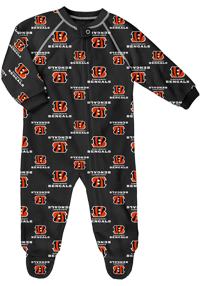 Cincinnati Bengals Baby Black Half Time Coverall Long Sleeve Romper