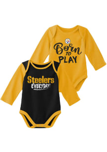 Pittsburgh Steelers Baby Gold Little Player 2 PK LS One Piece