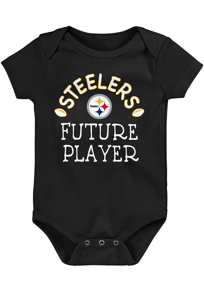 Pittsburgh Steelers Baby Black Future Player Short Sleeve One Piece
