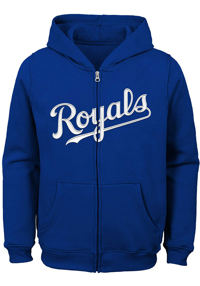 Kansas City Royals Boys Blue Wordmark Long Sleeve Full Zip Hooded Sweatshirt