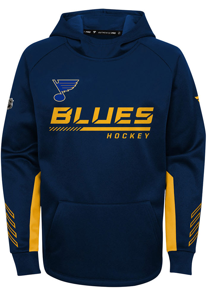 St Louis Blues Youth Blue Authentic Pro Hood Long Sleeve Hoodie