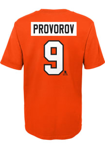 Ivan Provorov  Philadelphia Flyers Boys Orange Flat Name and Number Short Sleeve T-Shirt