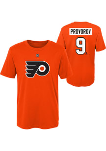 Ivan Provorov  Philadelphia Flyers Boys Orange Flat Name and Number Short Sleeve T-Shirt