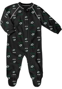 Dallas Stars Baby Black Raglan Zip Up Coverall Loungewear One Piece Pajamas