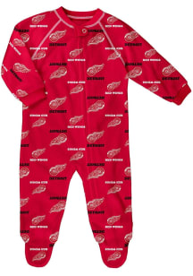 Detroit Red Wings Baby Red Raglan Zip Up Coverall Loungewear One Piece Pajamas