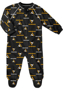 Pittsburgh Penguins Baby Black Raglan Zip Up Coverall Loungewear One Piece Pajamas