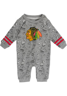Chicago Blackhawks Baby Grey Gifted Player Long Sleeve One Piece