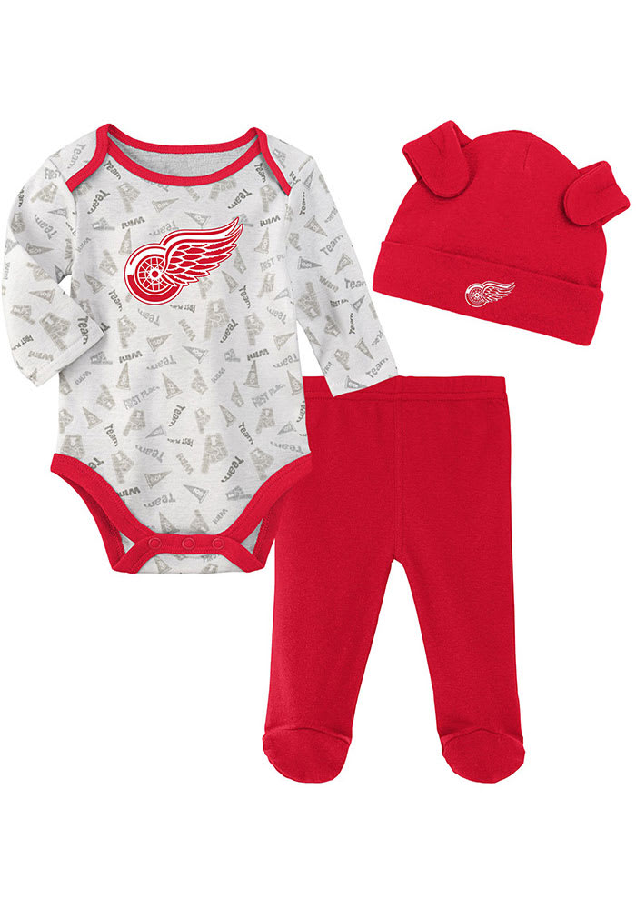 Detroit Red Wings Infant Red Greatest Lil Player Set Top and Bottom