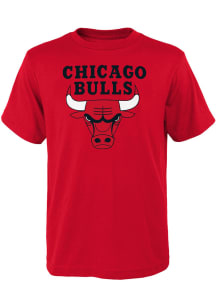 Chicago Bulls Youth Red Lettering Tee Short Sleeve T-Shirt