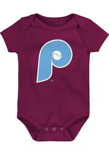 Philadelphia Phillies Baby Maroon Coop Logo Short Sleeve One Piece