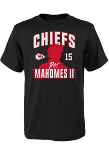 Patrick Mahomes  Kansas City Chiefs Boys Black Profile Name and Number Short Sleeve T-Shirt