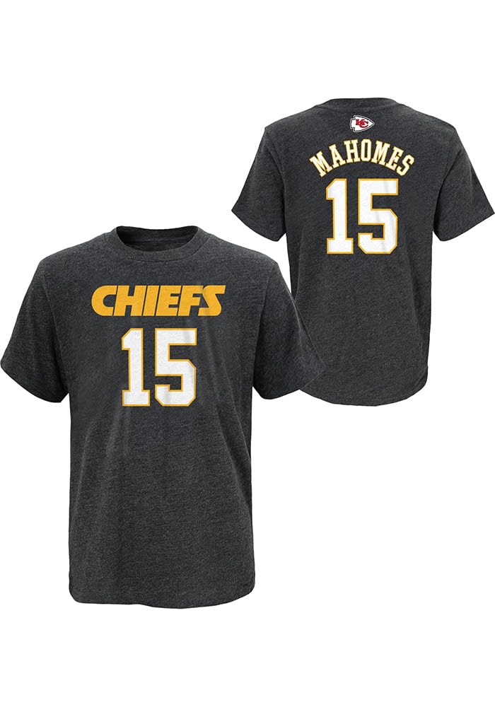 Patrick Mahomes Kansas City Chiefs Grey Authentic Stack Short Sleeve Player  T Shirt