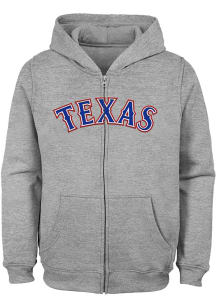 Texas Rangers Youth Grey Wordmark Long Sleeve Full Zip Jacket